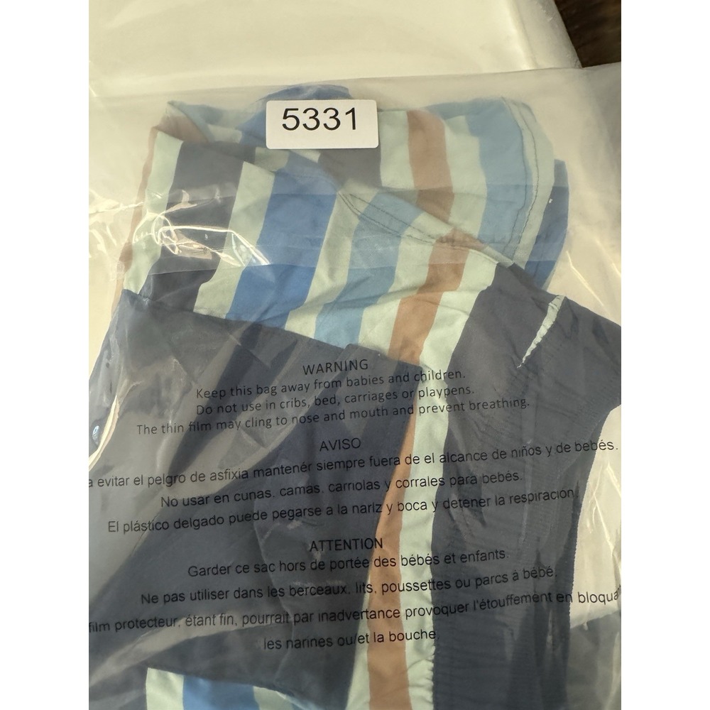 Patagonia Wavefarer Volley Shorts‎ Men L Blue White Orange Stripe Stretch - Picture 8 of 8